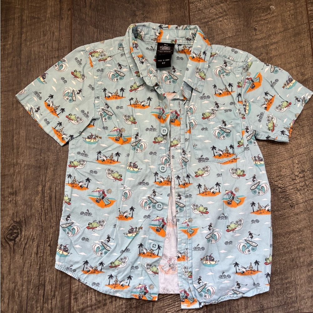 Kids Disney Nightmare Before Christmas Summer Beach Our Universe button up shirt